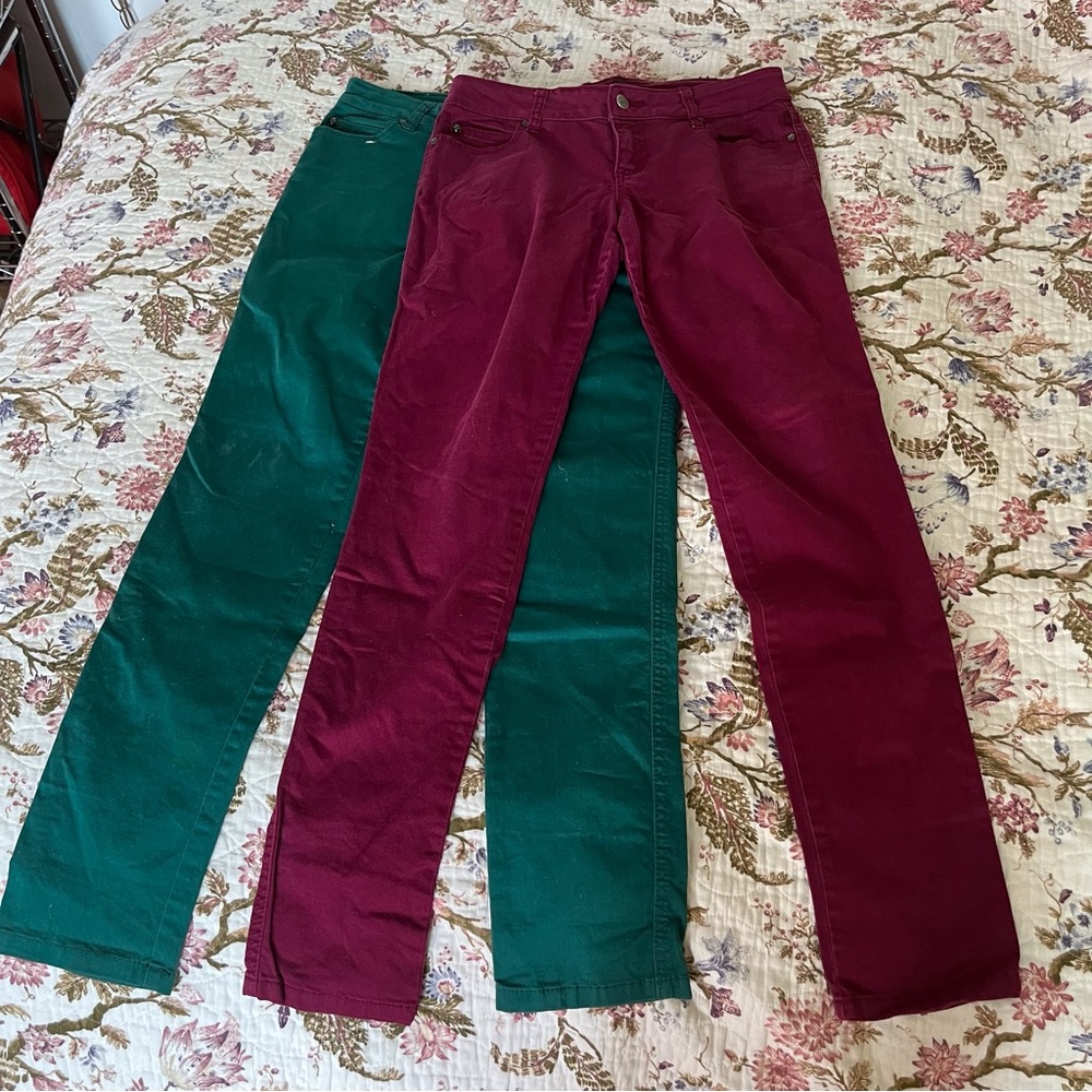 Bundle Tripps Forest Green Cherry Red Skinny Jeans Size 5 Pirate type hardware